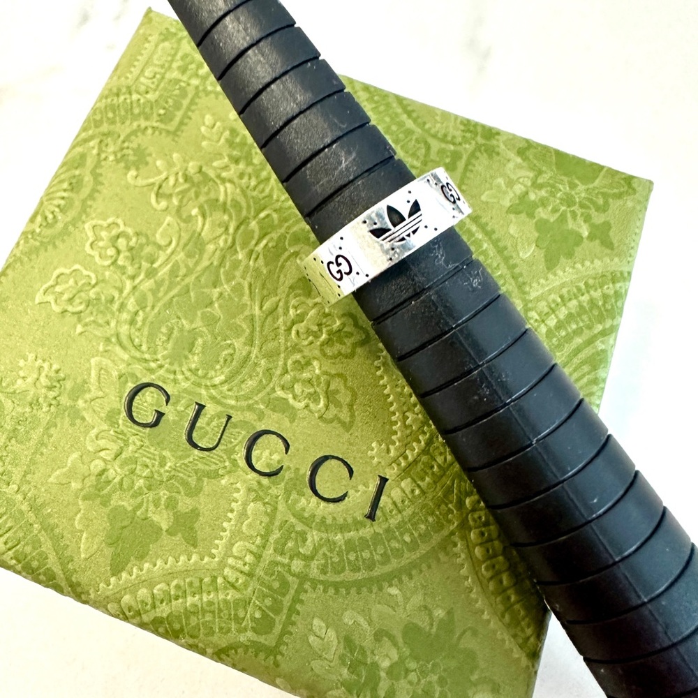 Gucci x Adidas Wide Band Sterling Silver Ring - Picture 5 of 6